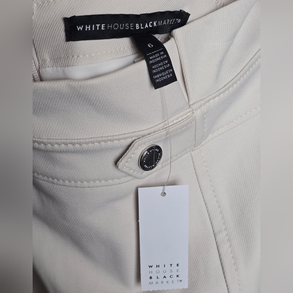 White House Black Market Pencil Skirt Cream Ivory Tailored Midi | Size 6 - Picture 6 of 10